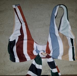 Zaful-Stripped Bikini Top